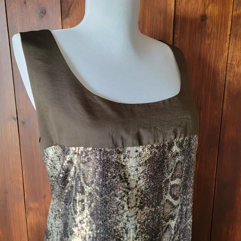J. Taylor 16 Brown‎ Sequin Snakeskin Sheath Dress Cocktail Party Glam Sparkle ✨